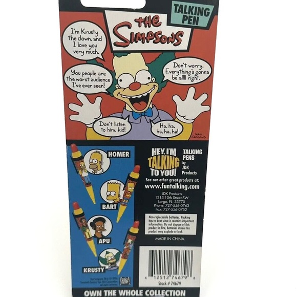 Krusty The Clown Collectible Talking Pen The Simpsons 2006 New In Box - Picture 2 of 3